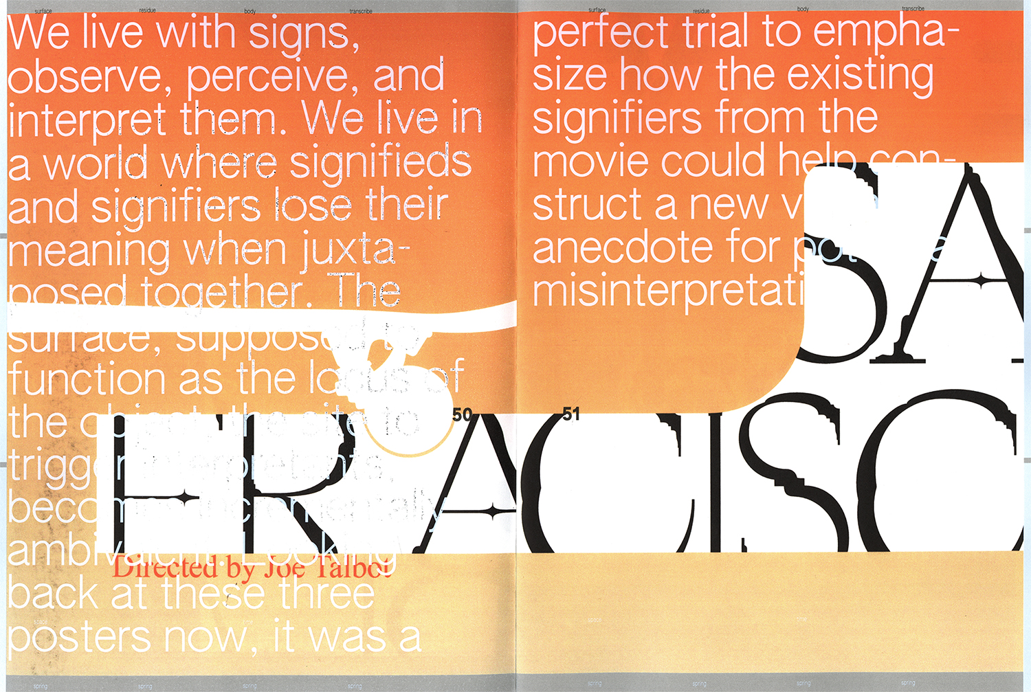 a spread from thesis book, thinking about the psychological effect of signs
